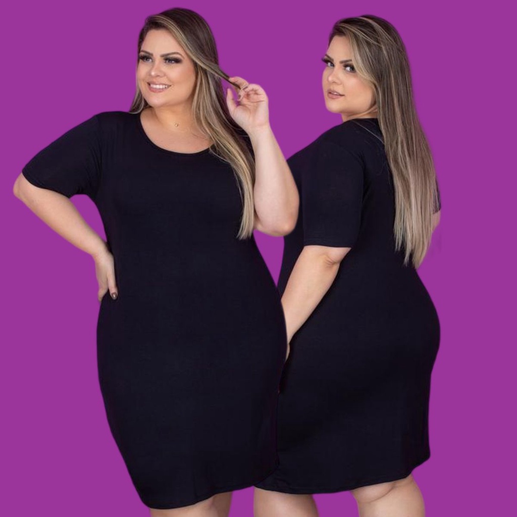 Vestido preto sale basico plus size