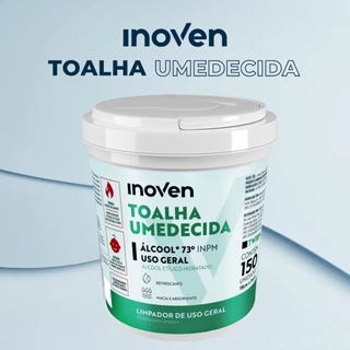 Lenço Toalha Umedecida 73% Álcool Inoven- Balde C/150 UN 18x14cm