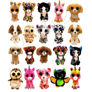 Pelúcias Animais Olhos Brilhantes Tynny Zoiudo Animal Unicórnio Gato Cachorro Morcego 16 cm
