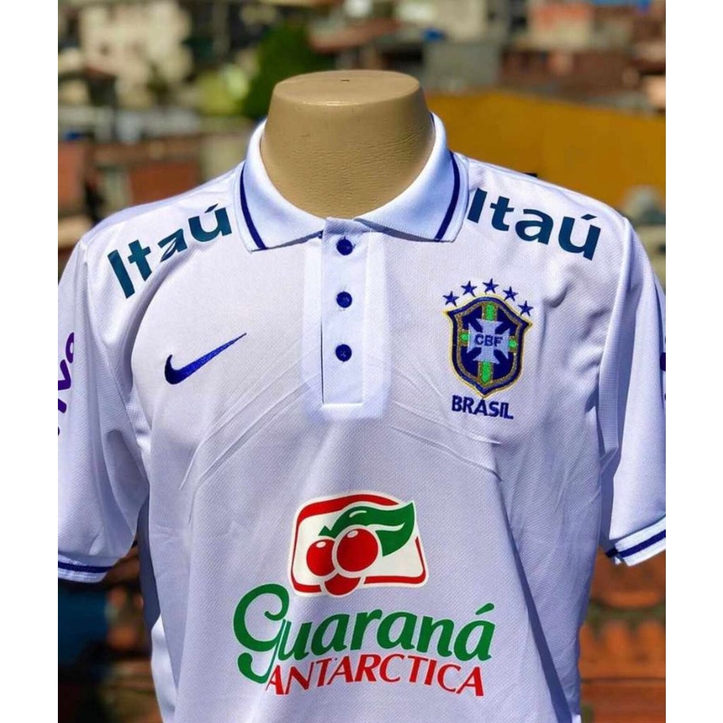 Camisa Polo Esportiva Branca Tecido Dry-Fit