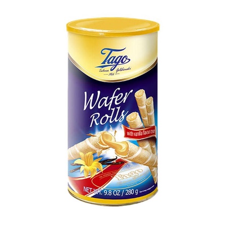 Biscoito Wafer Rolls Recheio Creme De Baunilha ou de Chocolate Tago 280g