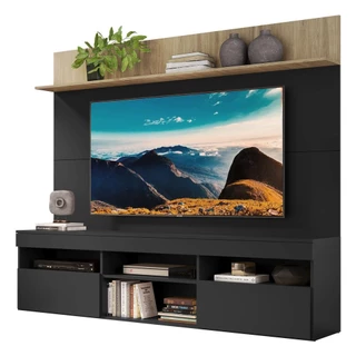 Rack com Painel para TV até 65" Multimóveis Madri FG3365 Preto/Rustic