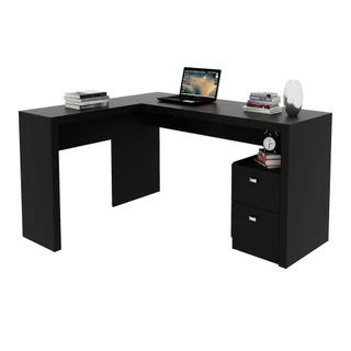 Escrivaninha/Mesa Escritório de Canto com 2 gavetas Multimóveis CR25032 Preto
