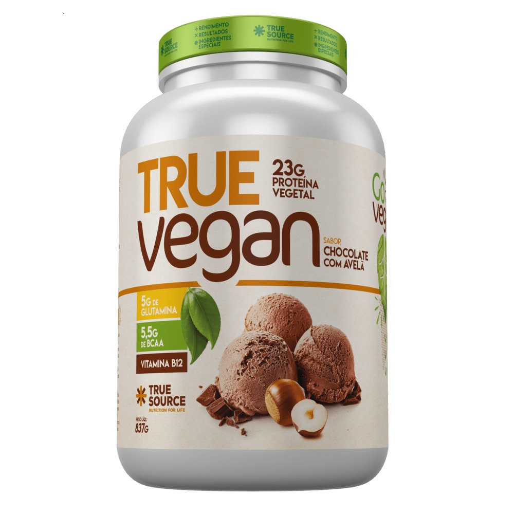 True Vegan Whey Isolado 837g – True Source – Chocolate Branco c/ Côco