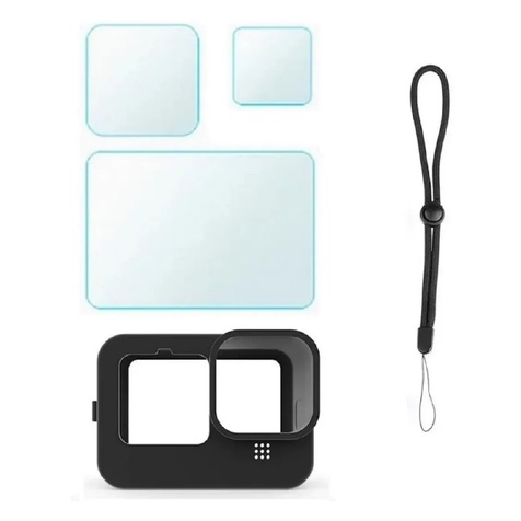Película Protetora + Capa Silicone Para Gopro Hero 9 Black