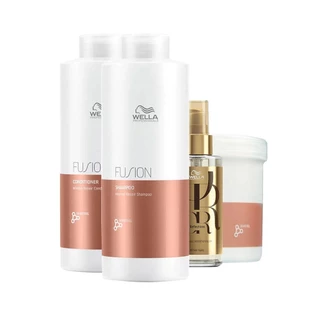 Kit Wella Professionals Fusion Profissional - Shampoo e Condicionador e Máscara e Óleo