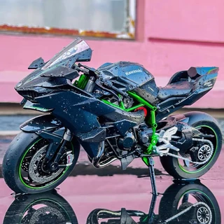1 : 9 Escala Kawasaki H2R Modelo De Motocicleta Em Liga Metálica Diecast Carro De Som Coleção De Amantes Do Carros De Luz Kids Birthday Gift Metal Boys Toys