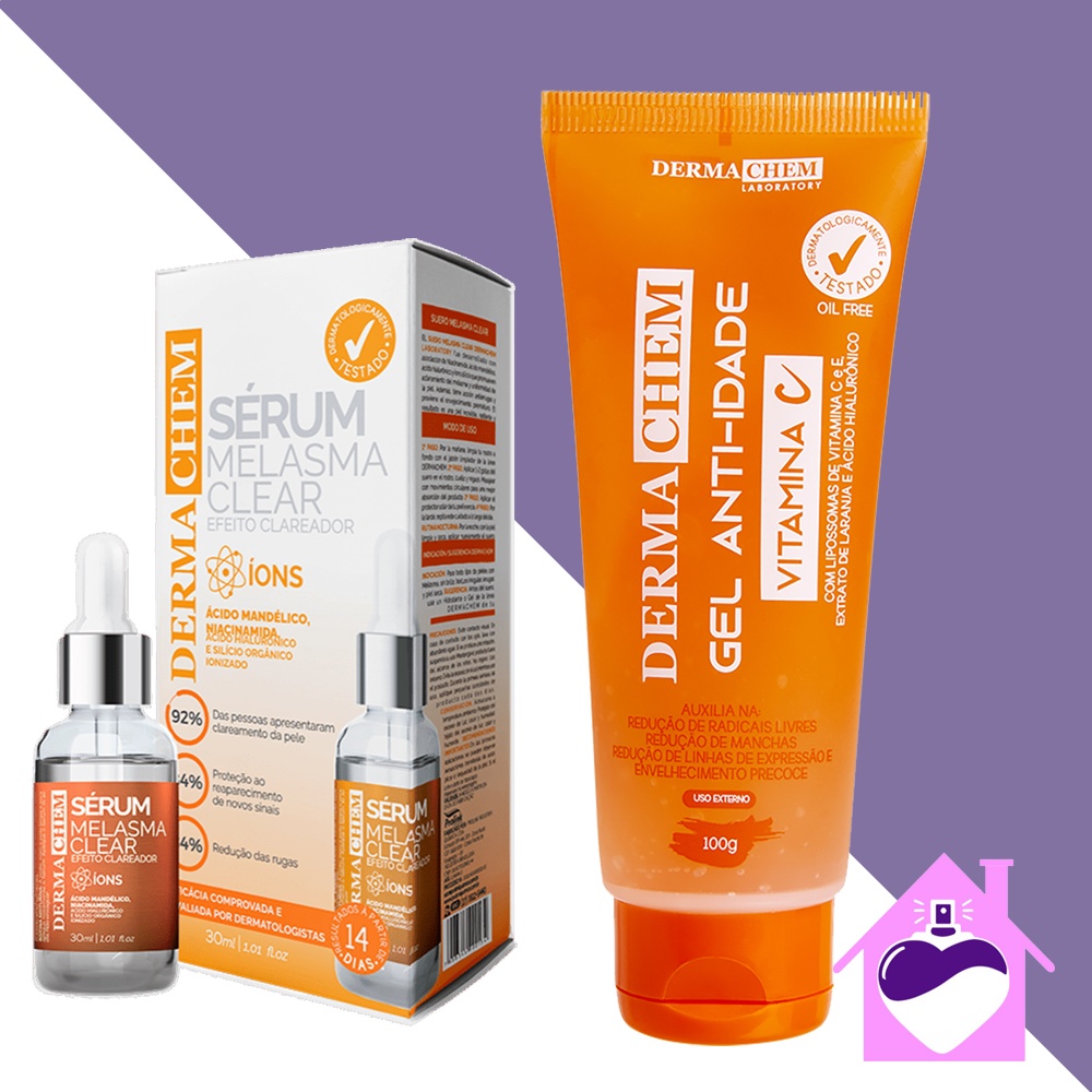 Kit Sérum Melasma Clear Efeito Clareador + Gel Anti Idade Vitamina C ...
