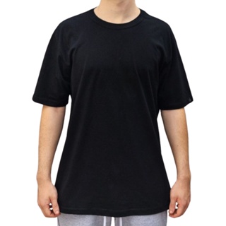 Camiseta OVERSIZED Preta lisa blusa camisa Streetwear em algodão 30.1  modelo Premium OVERSIZED