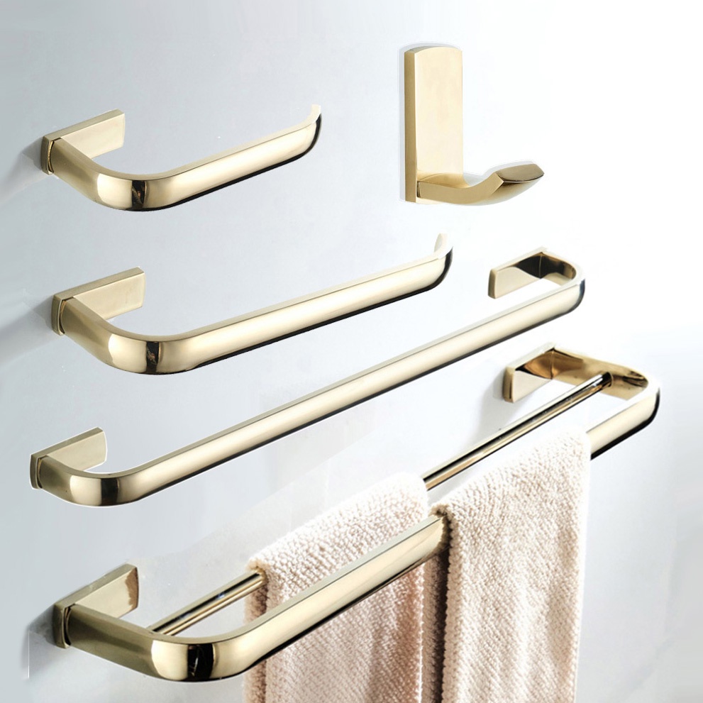 Conjunto De Ferragens Para Banheiro Gold Polido Golden Brass Robe Hook ...