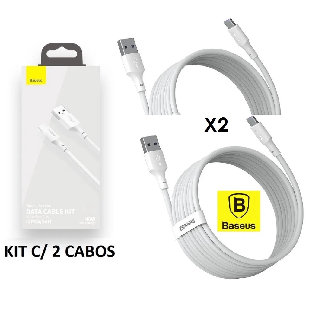 Kit C/2 Cabos Reforçados Usb-c Type-c Baseus 1,5m Turbo 5A
