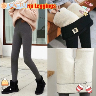 CACTU Moda Mulher Leggings High Waist Cashmere Lambskin Winter Thicken Calças De Lã Alta Qualidade Quentes Skinny