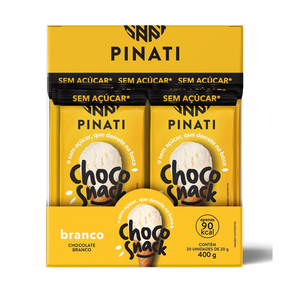 Chocolate Pinati Choco Snack Branco Sem Açúcar (20unid 20g) | Shopee Brasil