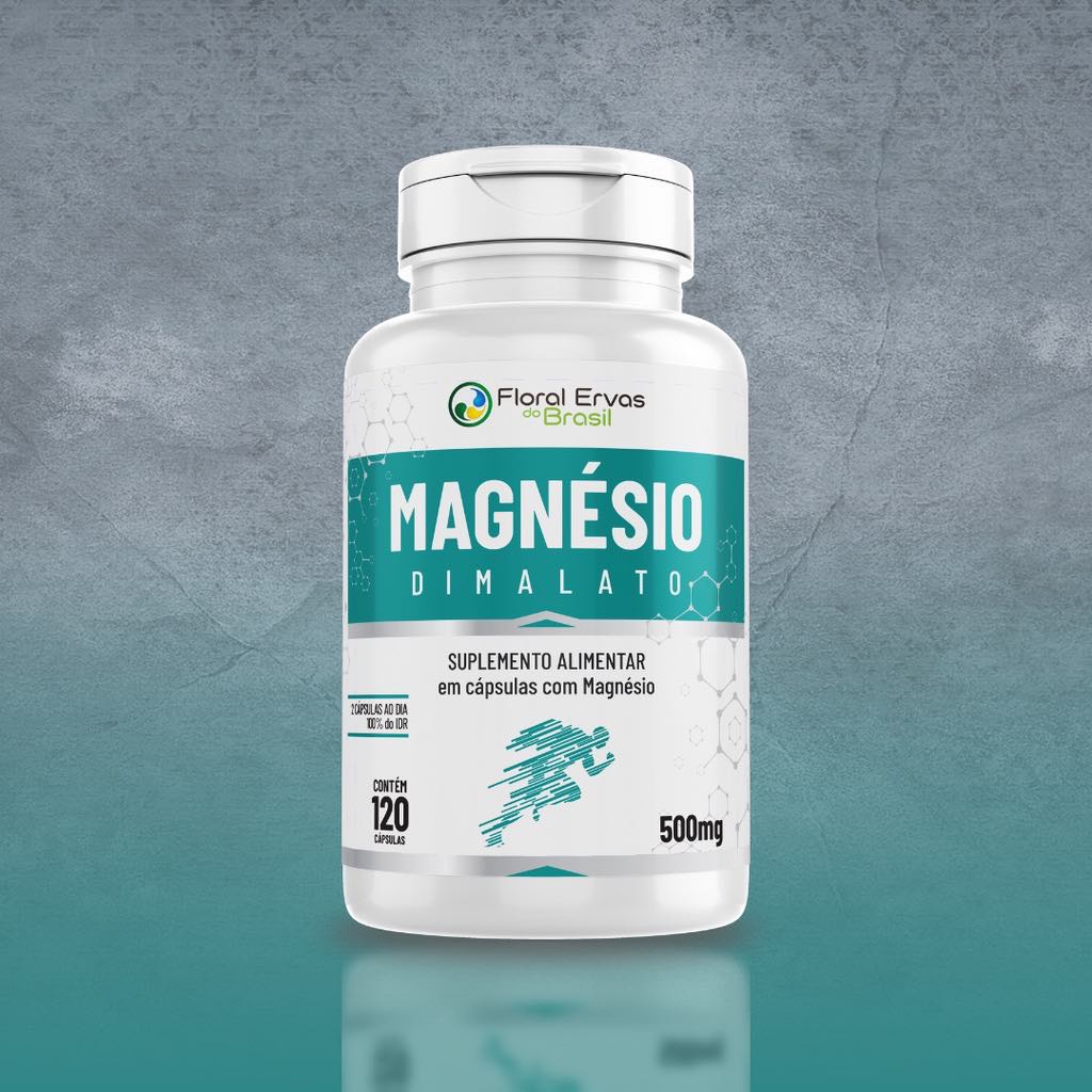 Magnésio Dimalato 500mg 120 Cápsulas Alta Pureza + Máximo 2 ao dia - Floral Ervas do Brasil