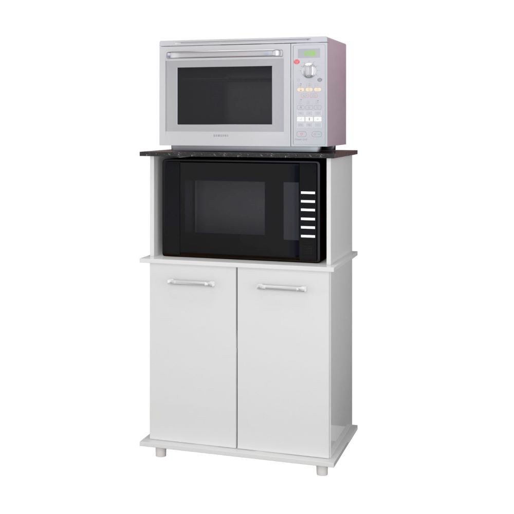 Gabinete Armário Balcão Micro-ondas e Forno 2 Portas Branco Isis Nicioli