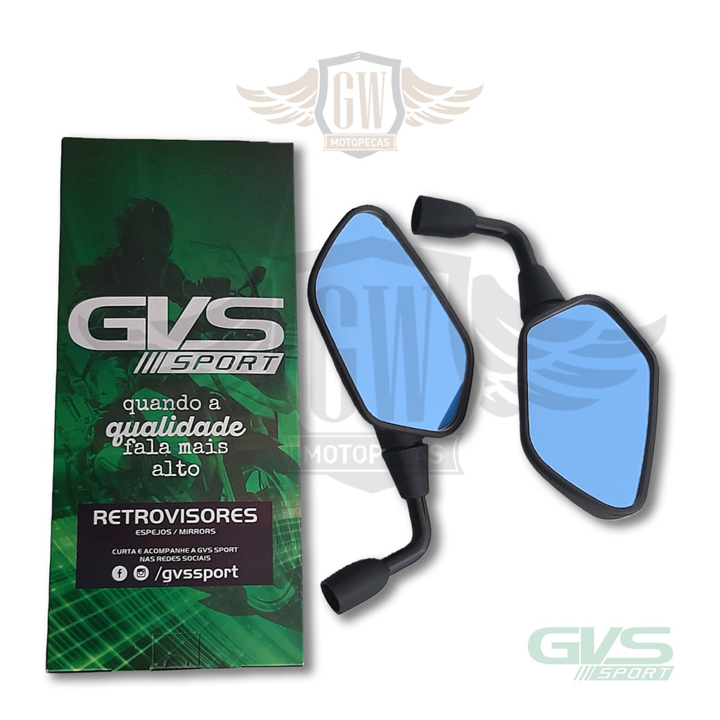 Retrovisor Gvs Cb 300 Rebaixado Honda Lente Convexa Azul
