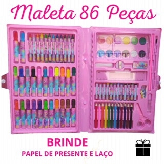 Estojo Desenho Maleta Pintura 86 Pçs Princesa Artes Presente