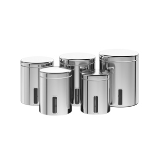 Conjunto de Potes para Mantimentos com Tampa e Visor Brinox Suprema 5 Peças Aço Inox