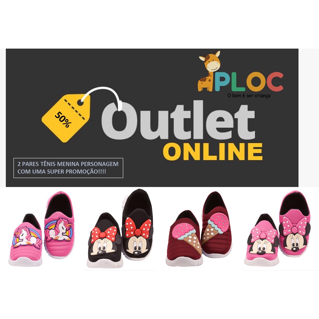 (OUTLET) KIT 2 PARES - Tênis Infantil Menina Meia Calce Fácil Leve ...