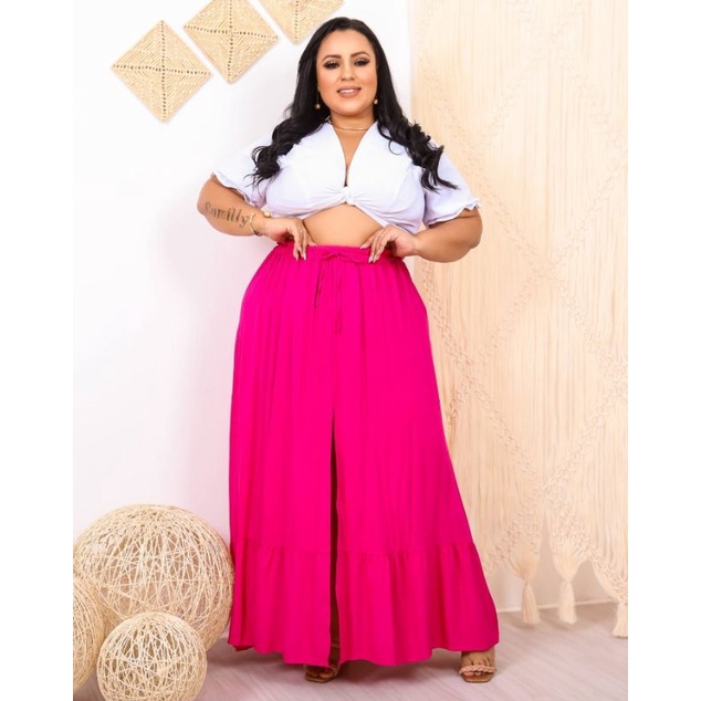 Saia Plus Size Transpassada Pareô - Lojas Maxshop