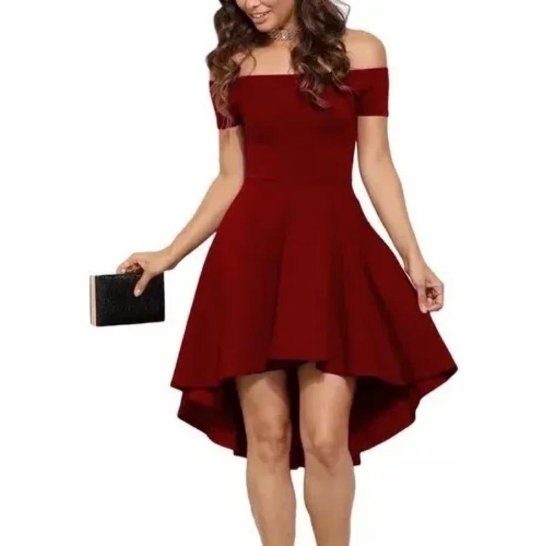 Vestido Mullet Vestido Rodado Ombro A Ombro Vestido Mullet Rodado Ombro A  Ombro