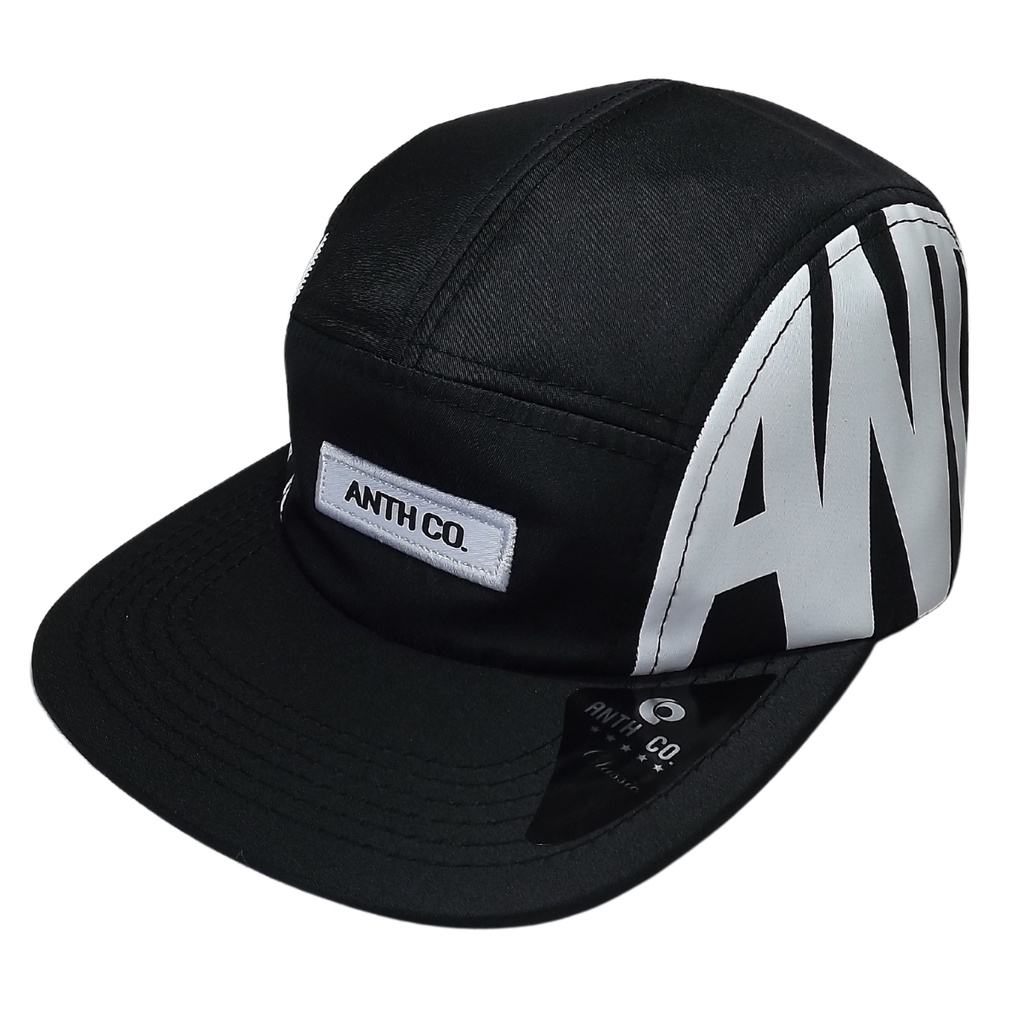 Boné Five Panel Aba Reta Modelo Aberto Strapback Fitao Preto Anth Co Kemp Cores