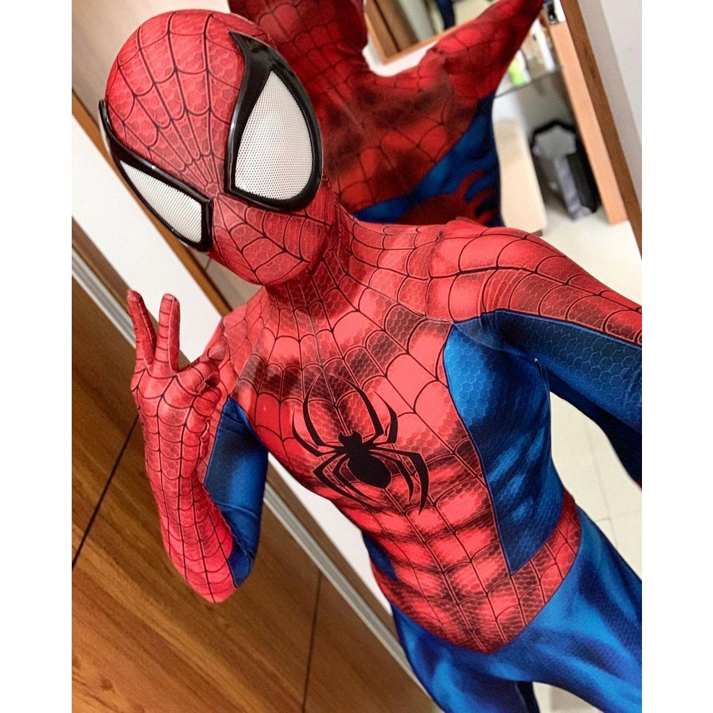 Fantasia De Halloween Homem-Aranha Clássico Peter Parker Cosplay Para Adultos
