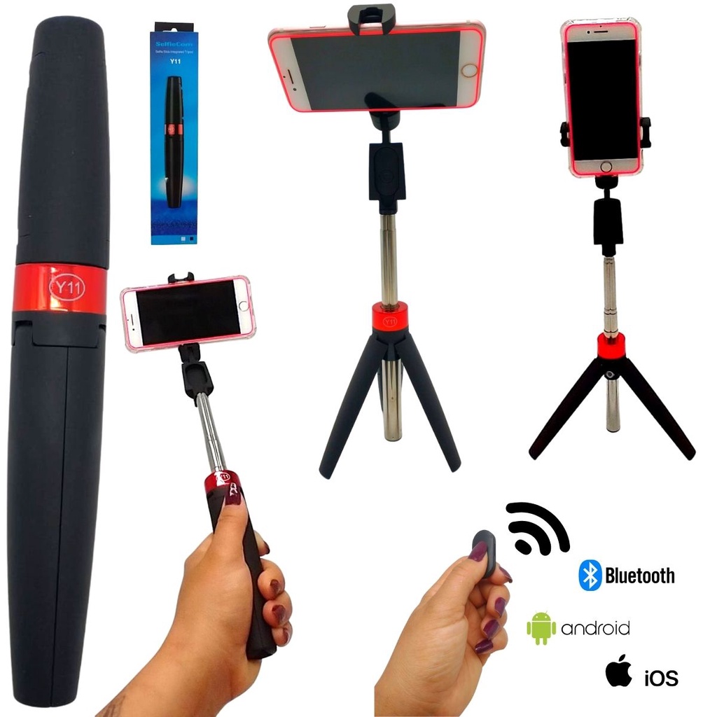 Tripé Celular Bastão Selfie Com Rotação Bluetooth Modelo Y11