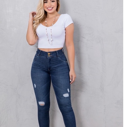 Calça Jeans Feminina Cintura Alta Cós Alto Levanta Bumbum em Promoção na  Americanas