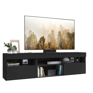 Rack para TV até 65" Multimóveis Paris FG3308 com 2 Portas Preto