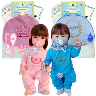 2 Bebes Reborn Casal Gemeos Menino Menina Bolsa Acessórios