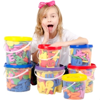 Alfabeto Móvel Balde Letras Números 76 Peças EVA Blocos de Montar Pote Atóxico Colorido Recreação Infantil Bebê Creche Escola Educativo Raciocínio Brinquedo Educacional Coordernação Criança Pedagógico Imaginação Concentração Criatividade Neném