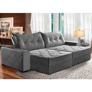 Sofá Hollywood Molas Ensacadas 2,90mts Cinza