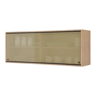 Armário de Cozinha Aéreo 2 Portas Vidro 120cm Lisboa Multimóveis MP2124 Rustic/Preto