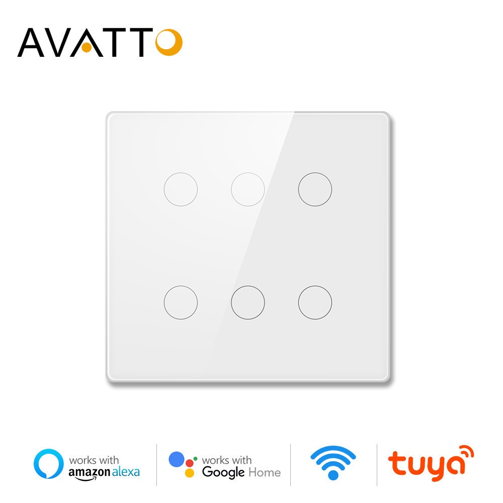 Interruptor Inteligente WiFi AVATTO Tuya , Painel Touch AC 110-220V Brasil 4x4 4/6 De Luz Gang , APP Controla Com Alexa , Google Home