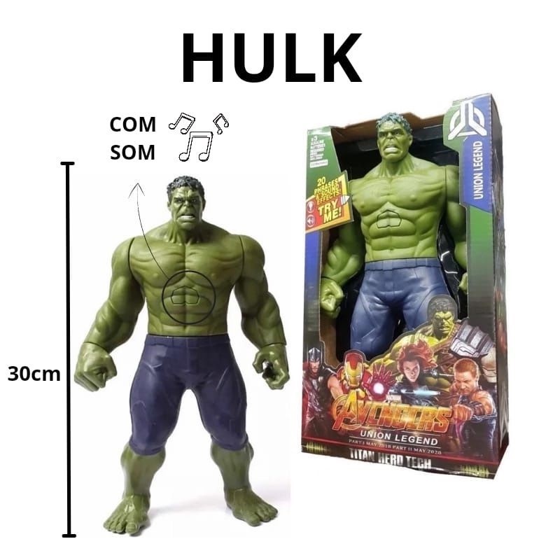Boneco Hulk Grande 30cm Altura Marvel Várias Articulações Vingadores ...