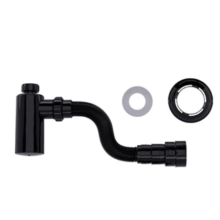 Sifão Tubo Extensivo com Copo e Canopla Blukit Preto Brilhante
