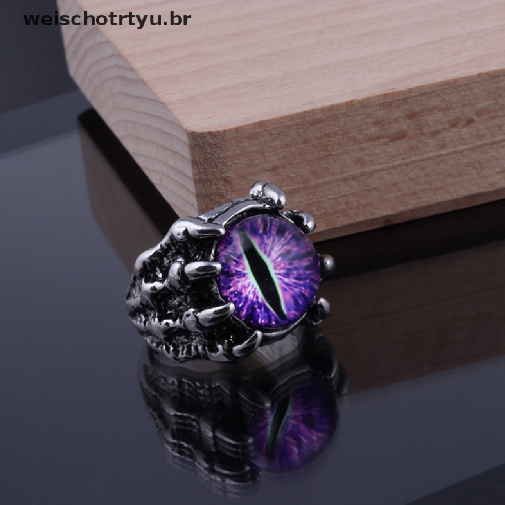 WEIYU Retro Gótico Cor Anéis De Olhos Maléficos Para Homens Dominador Garra Dragão Vintage Casamento Estético Animals Anel De Halloween Presentes BR