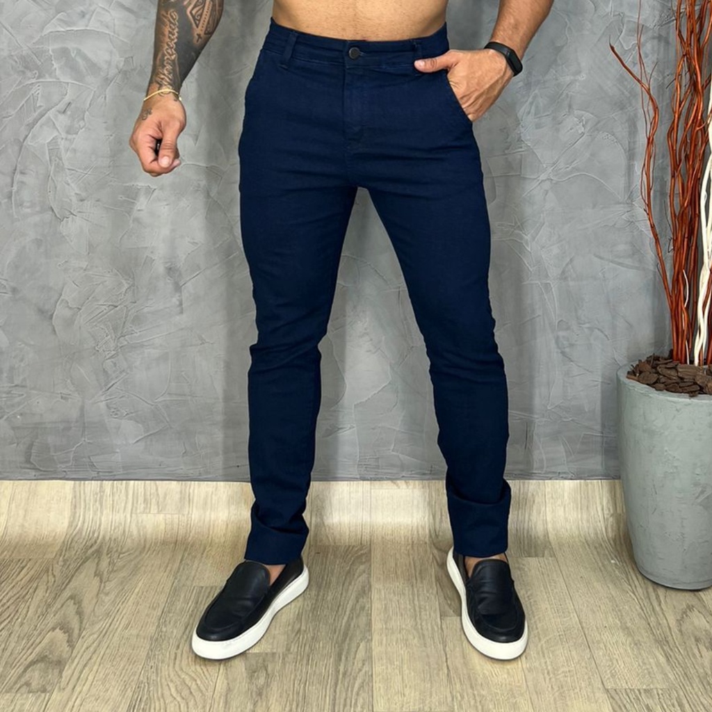 Calça Esporte Fino Masculina Jeans Social Modelo Slim Bolso Embutido Sport  Fino