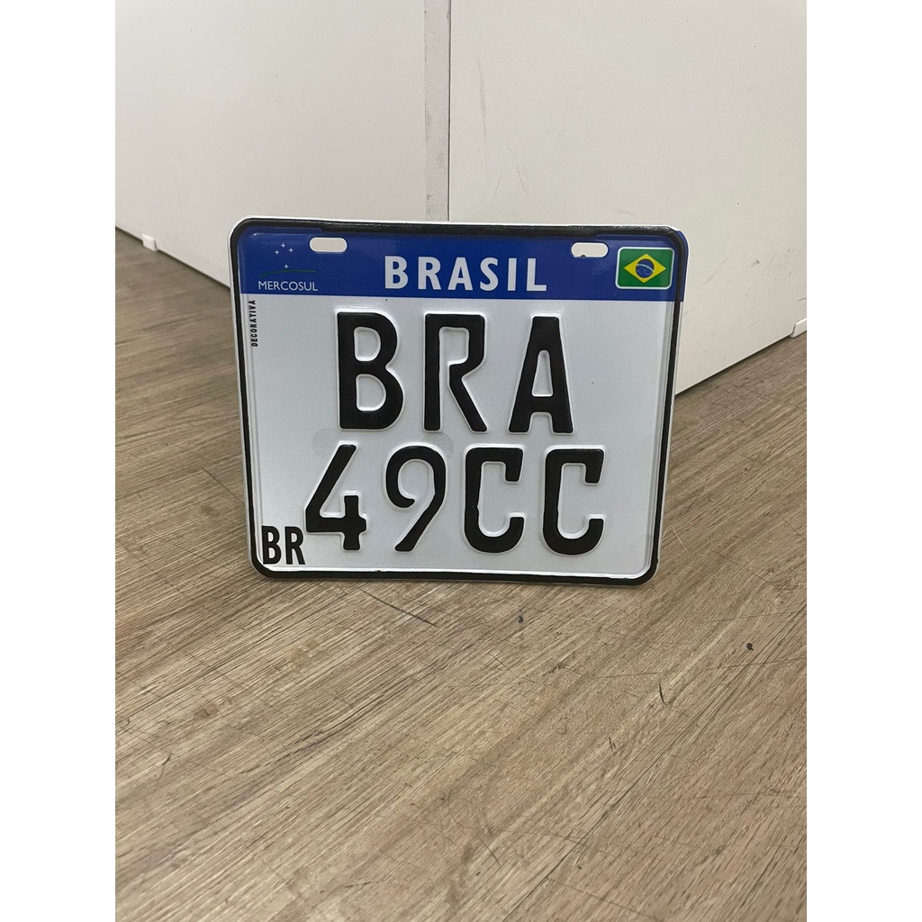 Placa Personalizada Mercosul Padrão Moto em Alumínio