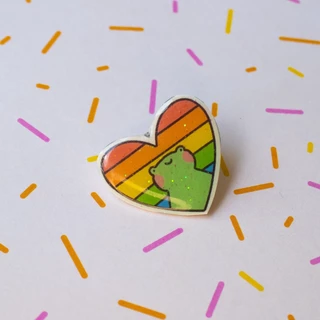 Botton Coração Sapinho LGBT - Sapo - Arco-íris - LGBTQIA+ - Fofo - Alternativo - Pin