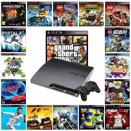 Ps3 Super Slim Desbloqueado No Hen 232gb com 2 Controles