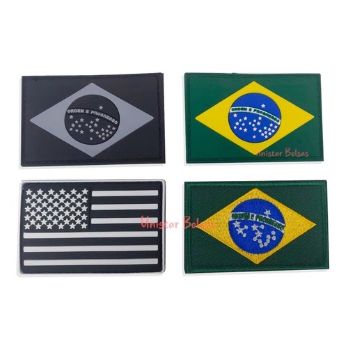 Bandeira do Brasil Emborrachada Colorida De Velcro para Mochilas