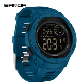 Sanda Fashion Personality Digital Mostrador Grande Esportes Ao Ar Livre À Prova D'água Relógio Quartzo Presente Homens 2125-8