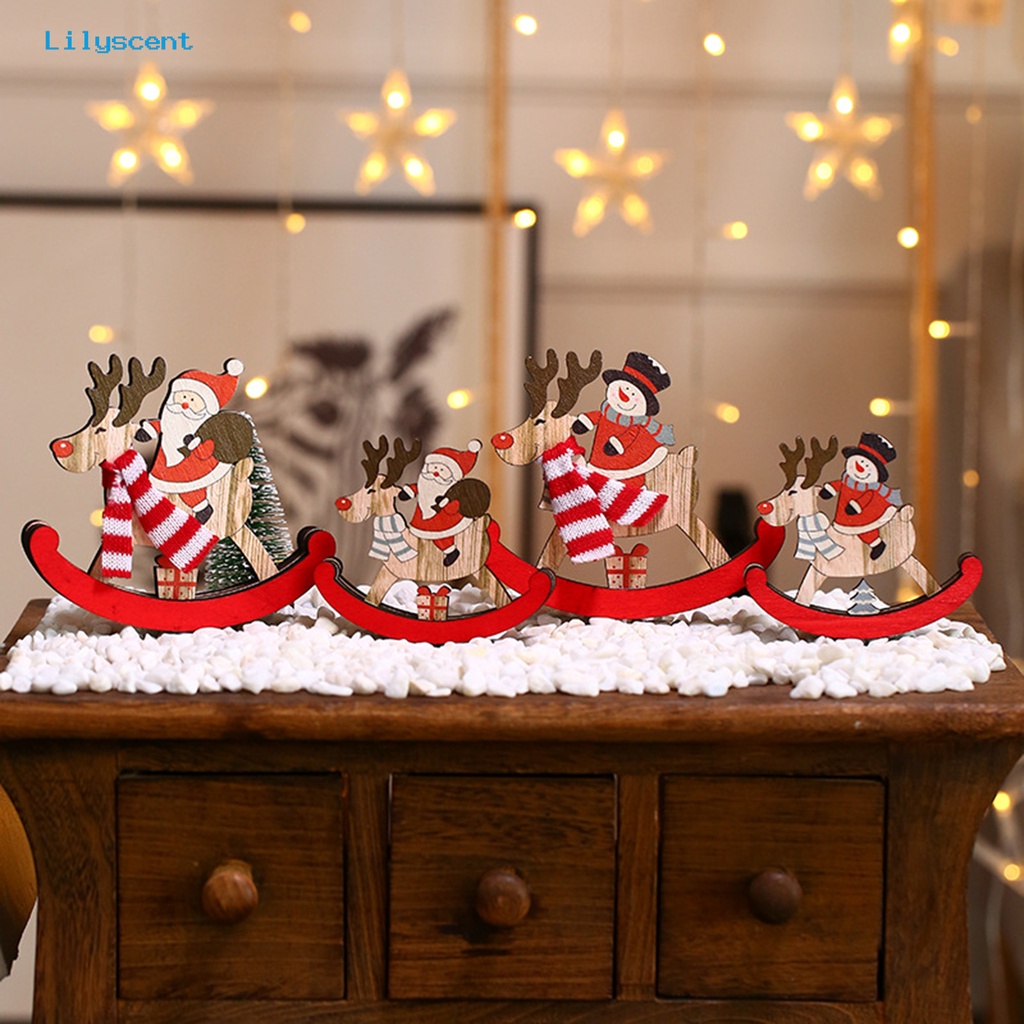 ❆ Brinquedos Decorativos De Cavalo De Madeira Lindamente Atraente Para Os Olhos Presente Requintado De Natal Jardim De Infância