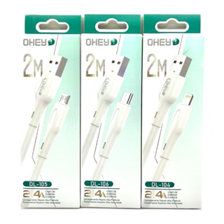 OHEY Cabo Tipo C Usb V8 iPhone Lightning 2,4A 2m Carregamento Rápido Potência