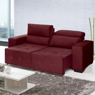 Sofá Rússia Retrátil e Reclinável 2,00Mts Suede Pluma Vinho