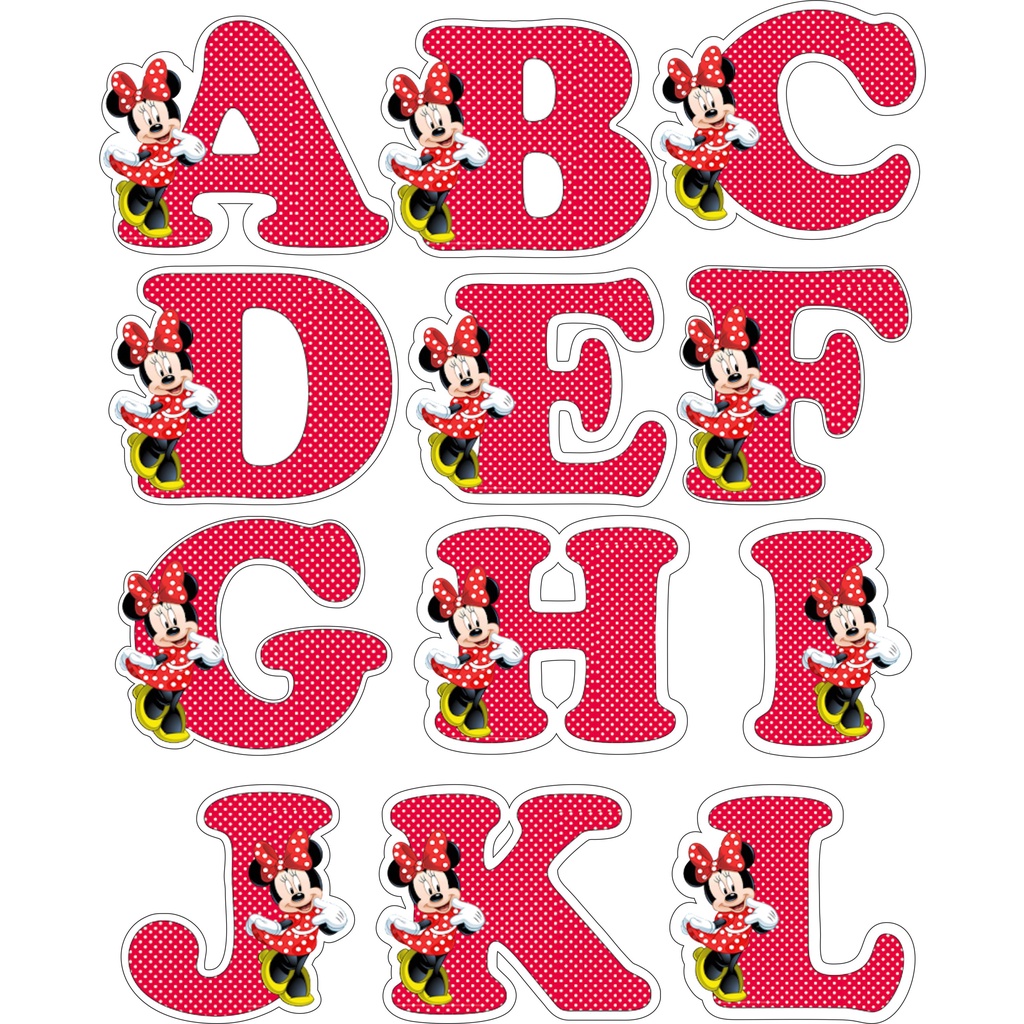 Adesivo Letras Minnie auto brilho 6x6 Todas com recorte- Temos a pronta ...