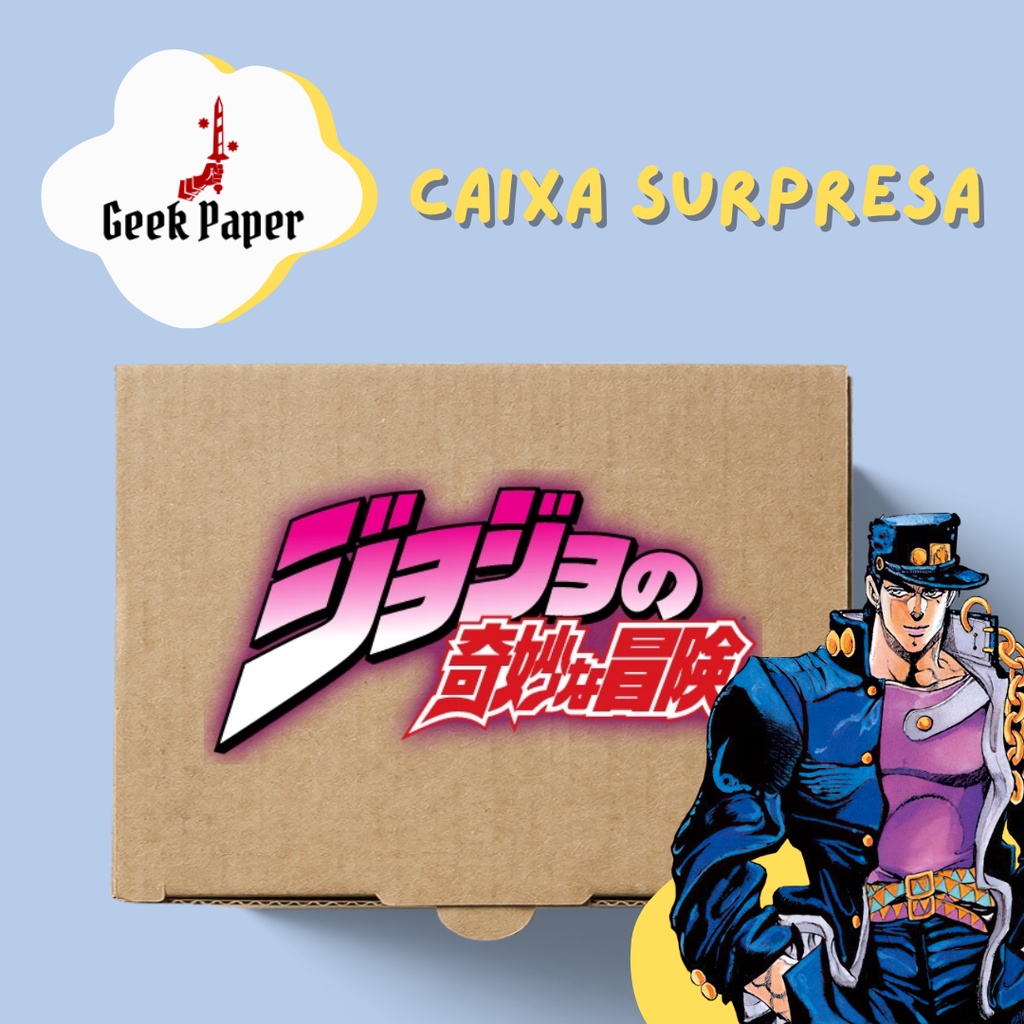 Kit Caixa com Tema Jojo's Bizarre Adventure Anime Mangá Personalizado Presente Otaku Jotaro Giorno Dio