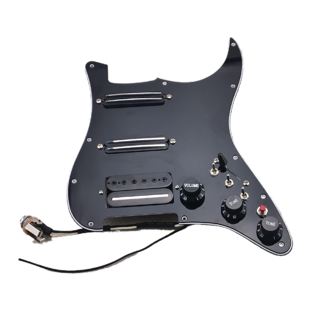 (YX)-Strat Guitar Pickup Guitarra Preta Pré-Cablagem Pickguard Alnico V ...